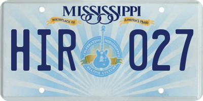 MS license plate HIR027