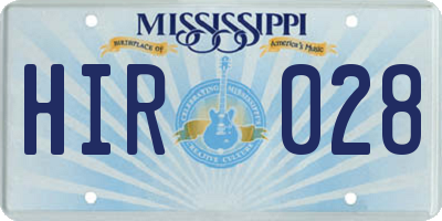 MS license plate HIR028