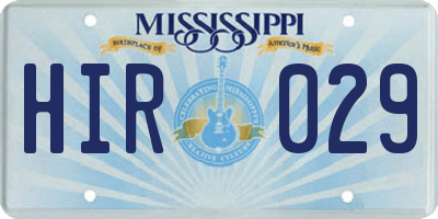 MS license plate HIR029