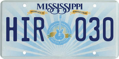 MS license plate HIR030