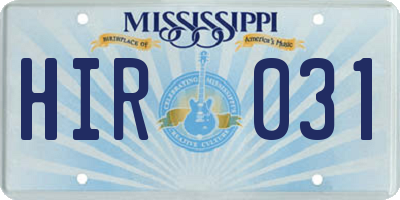 MS license plate HIR031