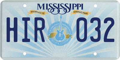 MS license plate HIR032
