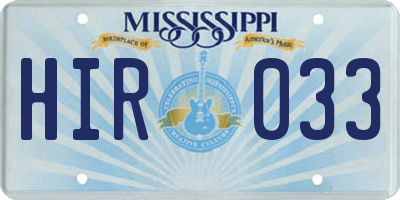 MS license plate HIR033