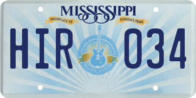 MS license plate HIR034
