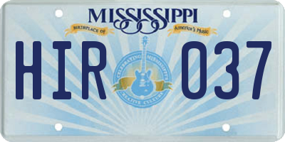 MS license plate HIR037