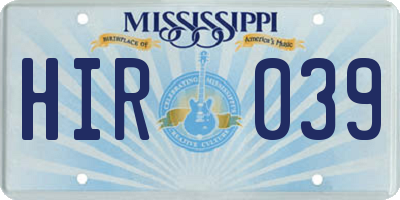 MS license plate HIR039