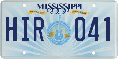 MS license plate HIR041