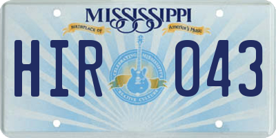 MS license plate HIR043