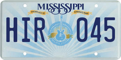 MS license plate HIR045