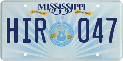 MS license plate HIR047