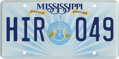 MS license plate HIR049