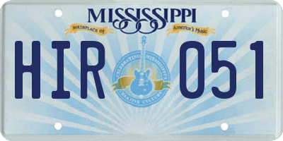 MS license plate HIR051