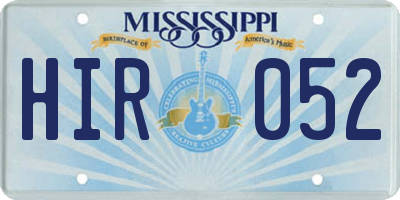MS license plate HIR052