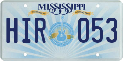 MS license plate HIR053
