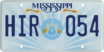 MS license plate HIR054