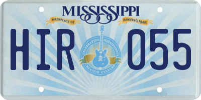 MS license plate HIR055