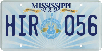 MS license plate HIR056