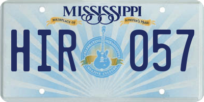 MS license plate HIR057