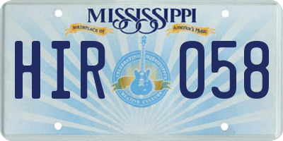 MS license plate HIR058