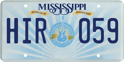 MS license plate HIR059