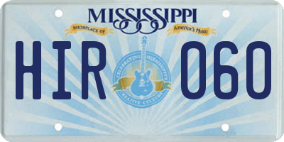 MS license plate HIR060