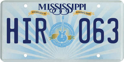 MS license plate HIR063