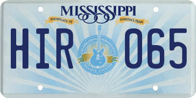 MS license plate HIR065