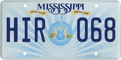 MS license plate HIR068