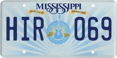 MS license plate HIR069