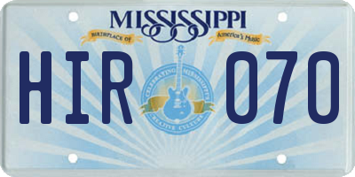 MS license plate HIR070
