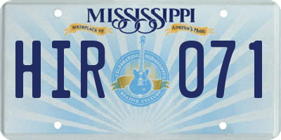 MS license plate HIR071