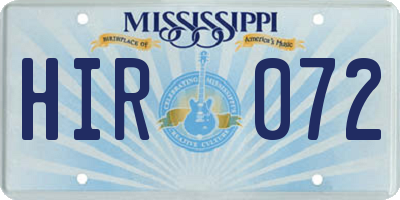 MS license plate HIR072