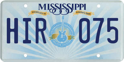 MS license plate HIR075