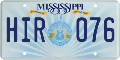 MS license plate HIR076