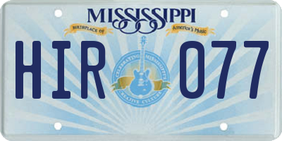 MS license plate HIR077