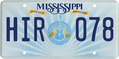 MS license plate HIR078