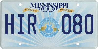 MS license plate HIR080