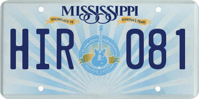 MS license plate HIR081