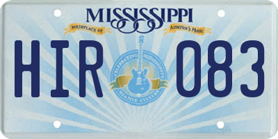 MS license plate HIR083