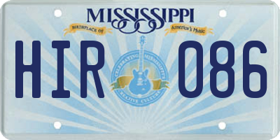 MS license plate HIR086