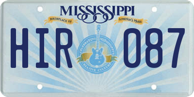 MS license plate HIR087