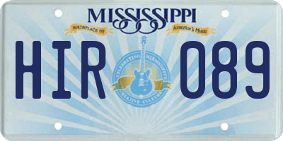 MS license plate HIR089