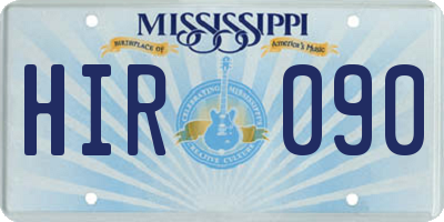 MS license plate HIR090