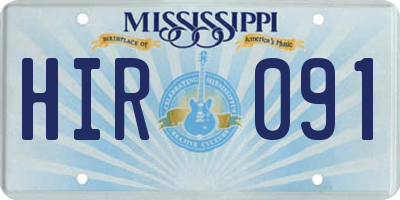 MS license plate HIR091