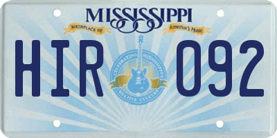MS license plate HIR092