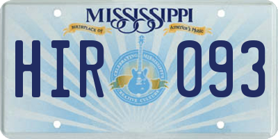 MS license plate HIR093