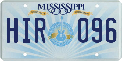 MS license plate HIR096