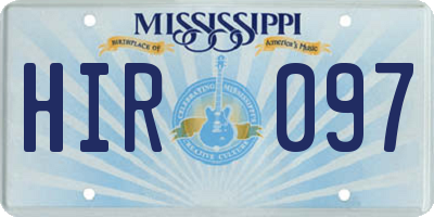MS license plate HIR097