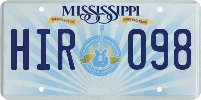 MS license plate HIR098