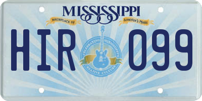 MS license plate HIR099